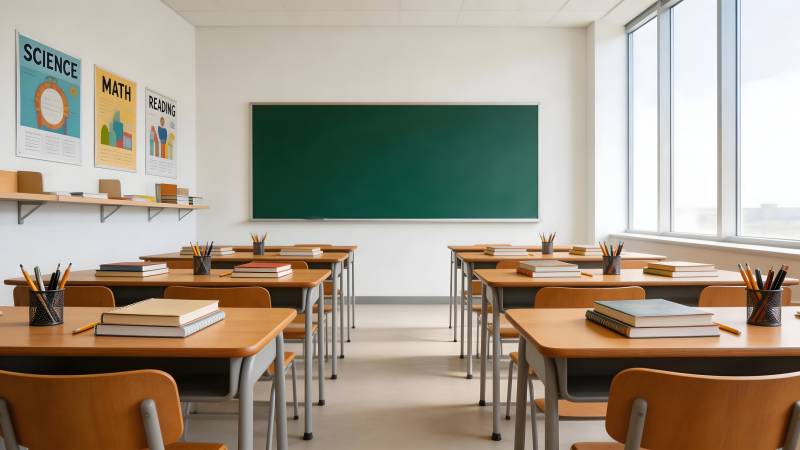 明亮教室静待学子图片