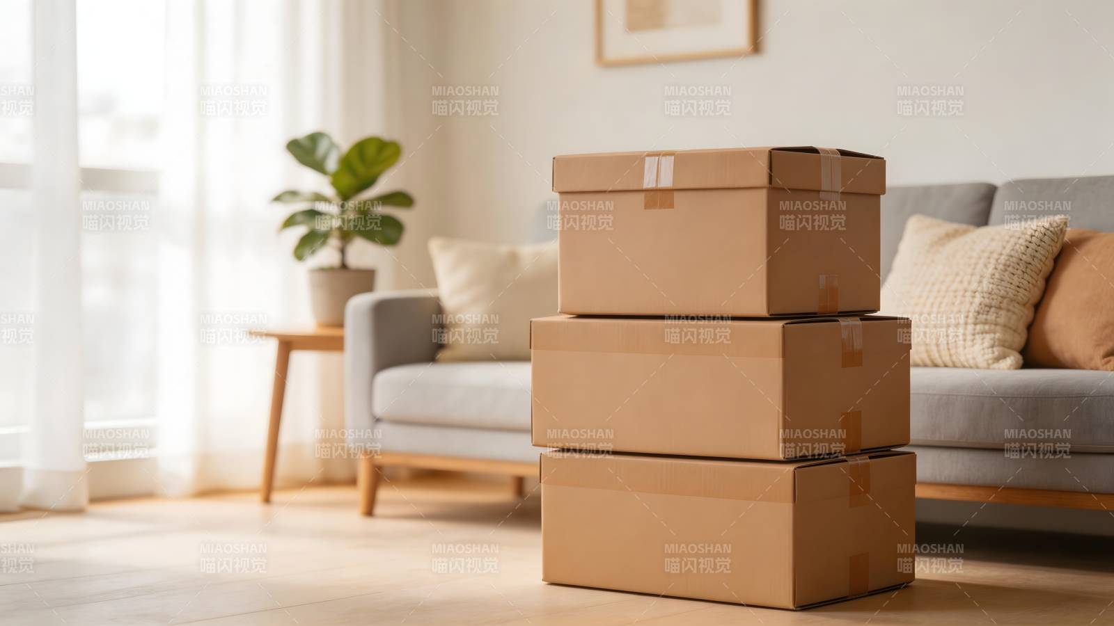 搬家箱堆叠客厅图片
