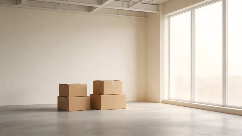 空房中的纸箱图片