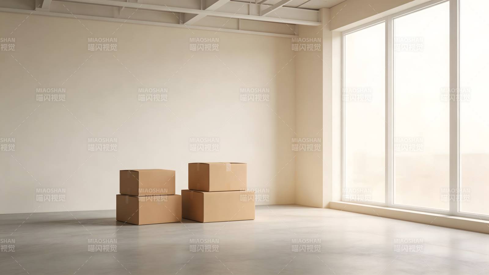 空房中的纸箱图片