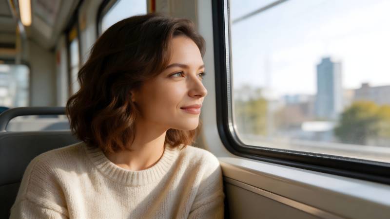 窗边沉思的女子图片