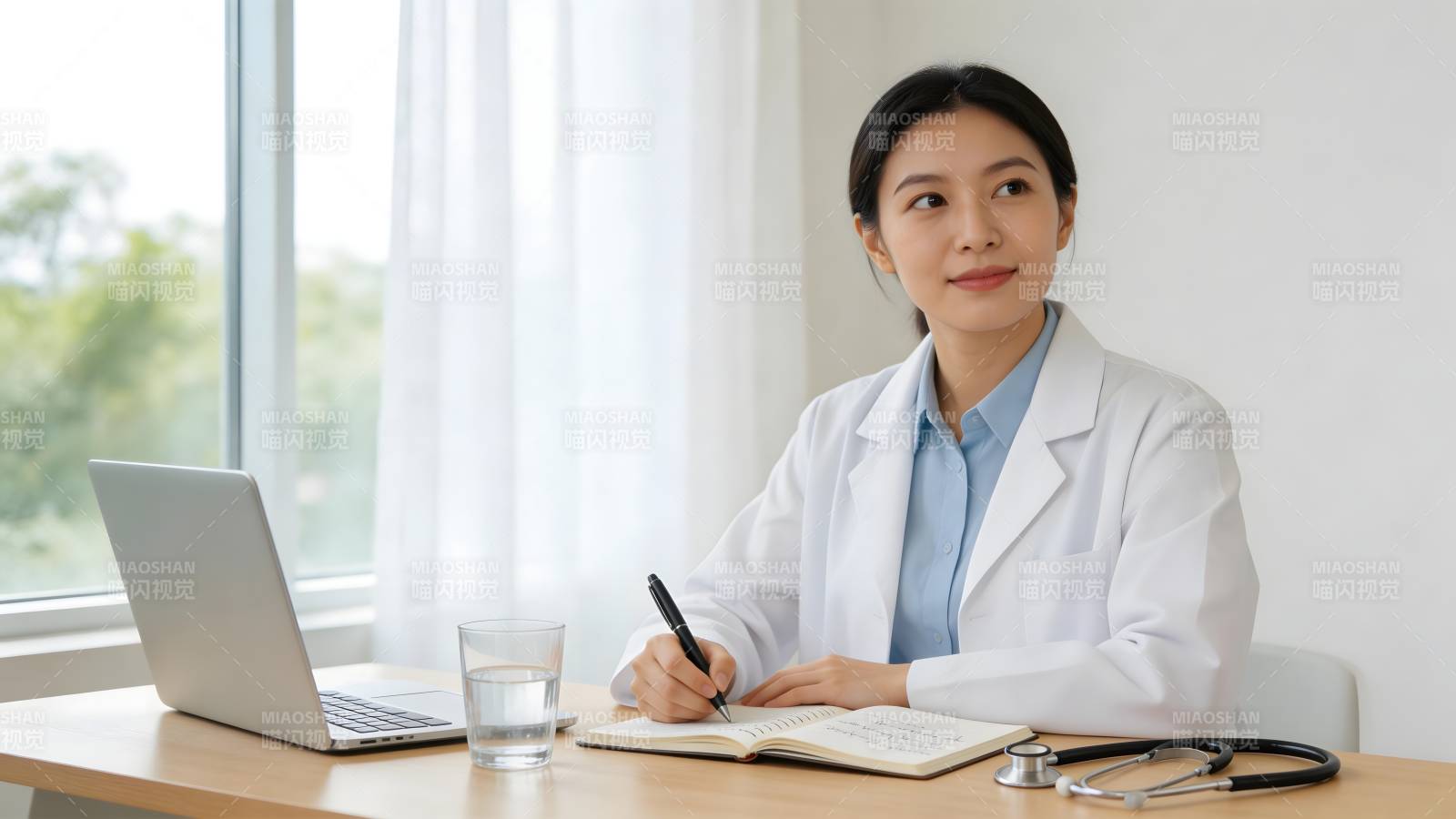 医生办公写记录图片