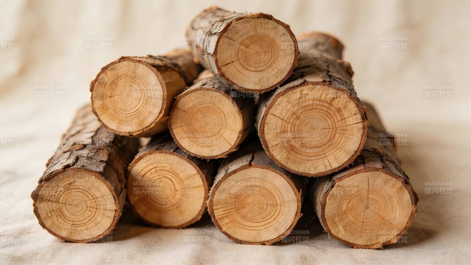 堆叠的原木图片