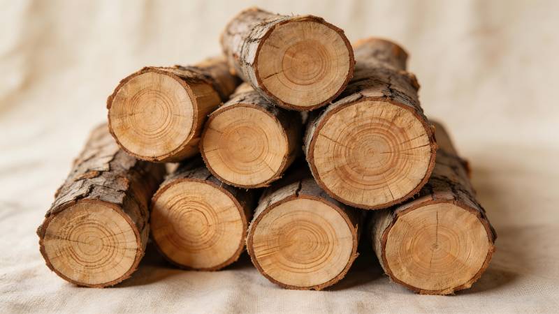 堆叠的原木图片