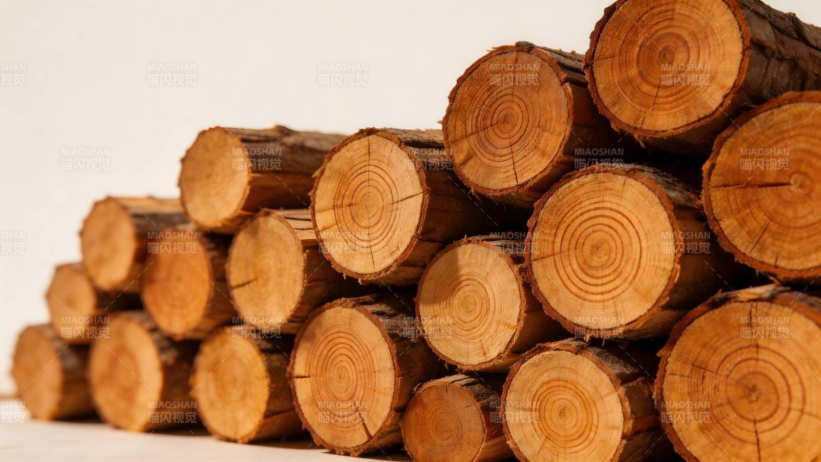 整齐堆放的原木图片