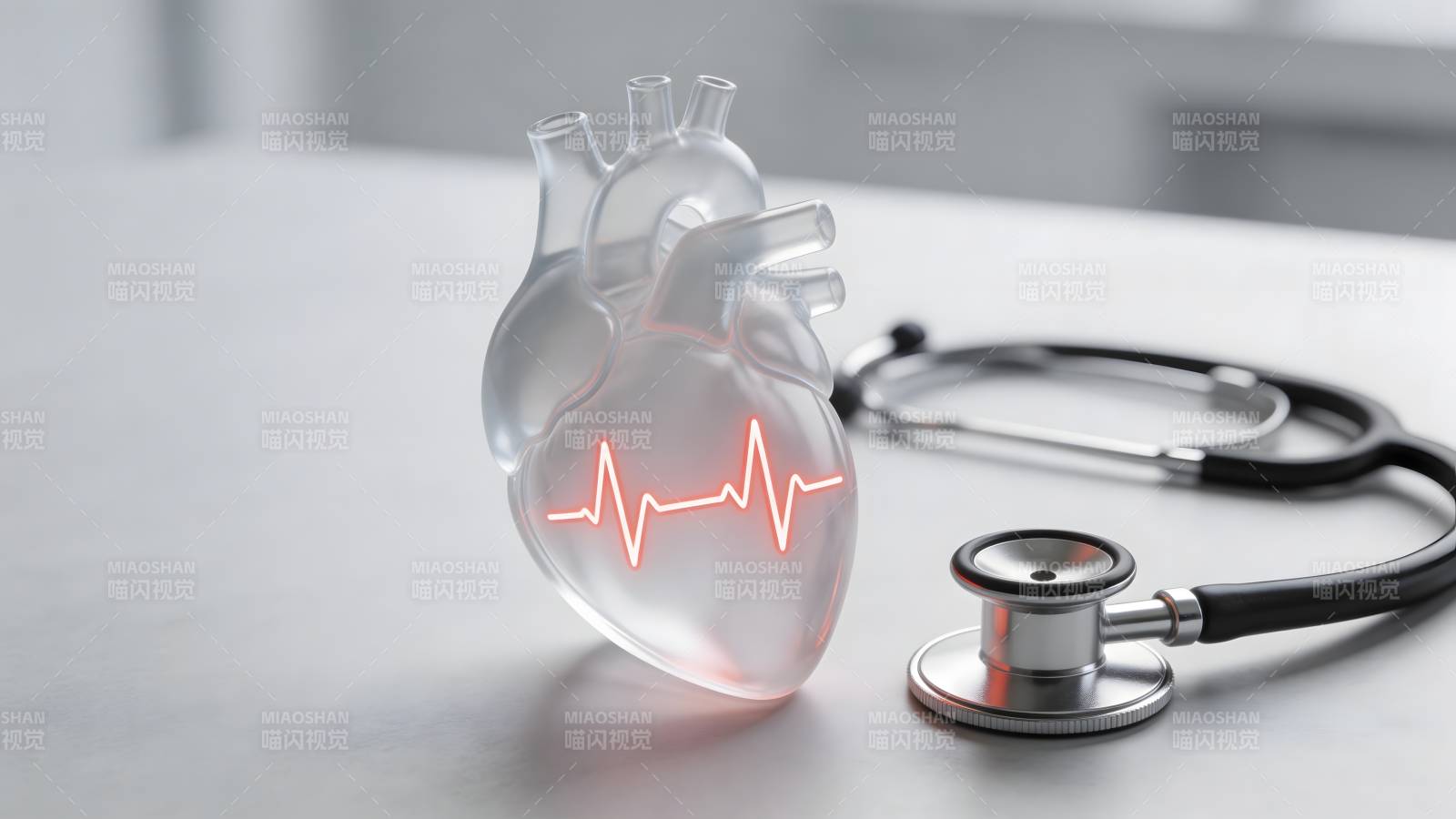 心跳与听诊器图片