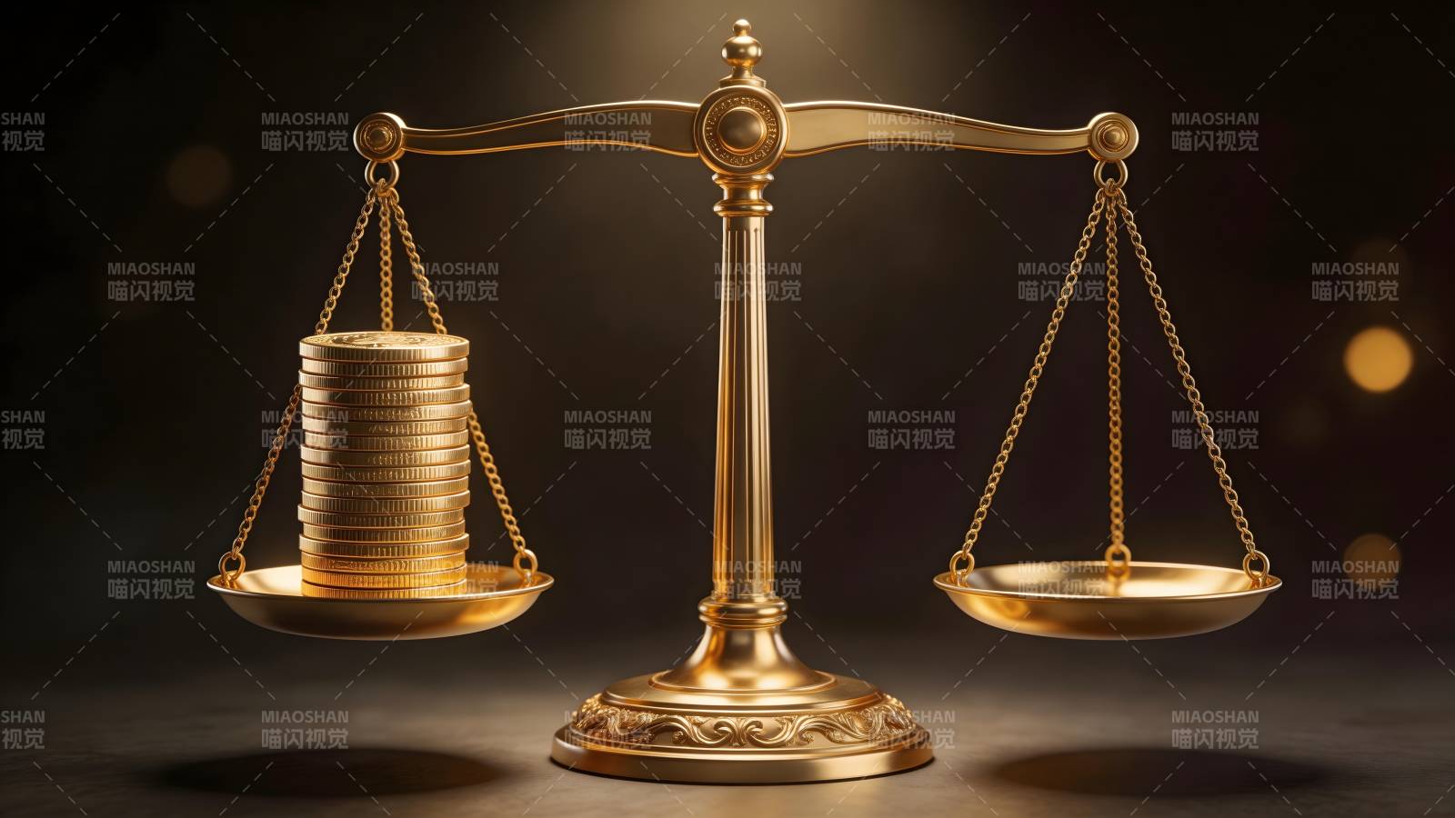 天平上的金币图片