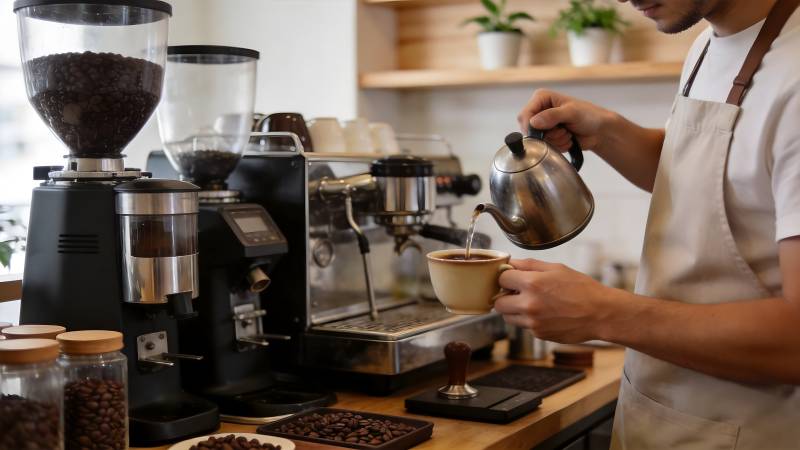 咖啡师冲泡咖啡图片