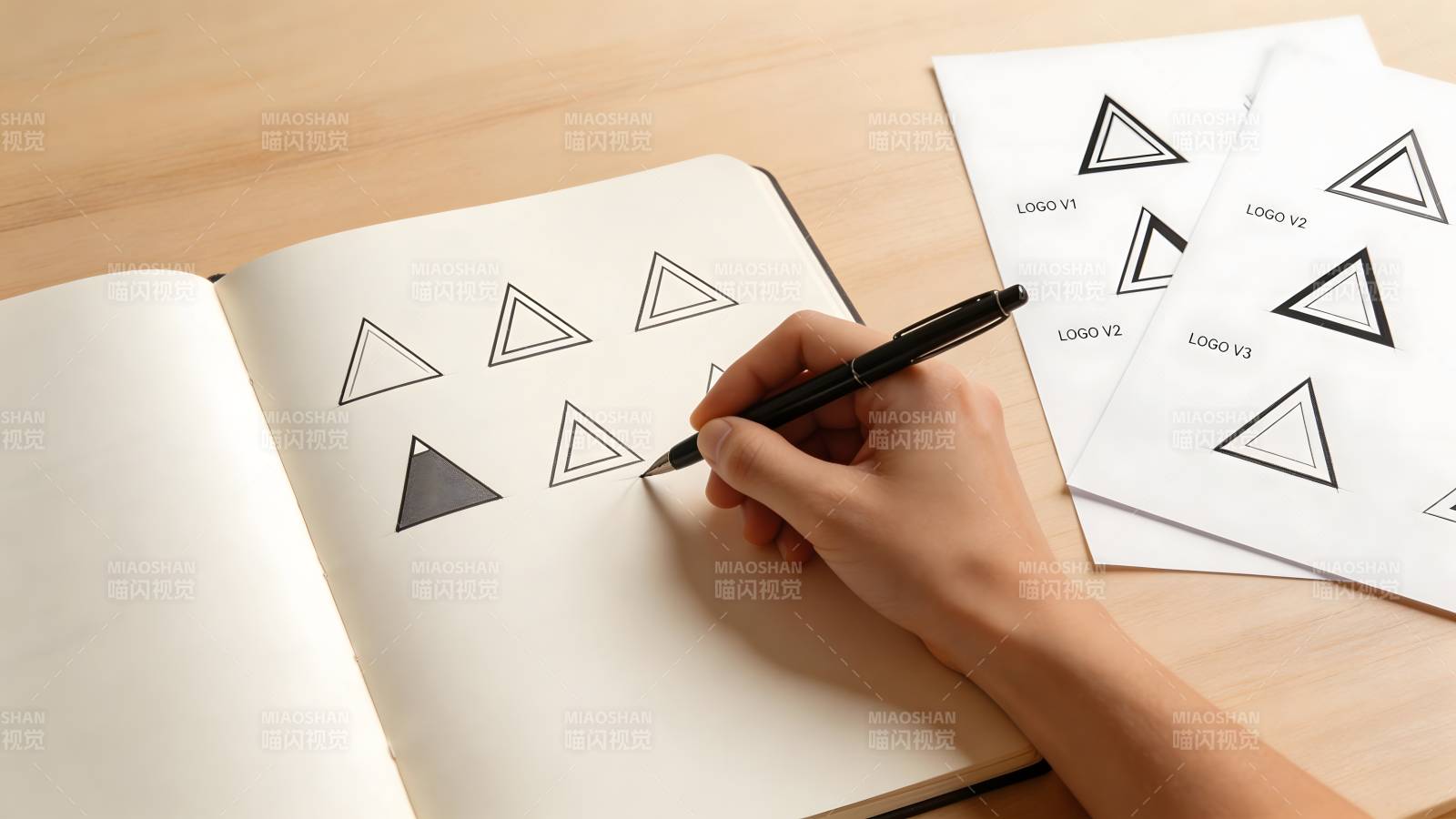 手绘三角形图案图片