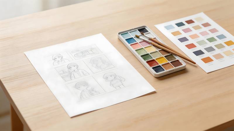 水彩画创作准备图片