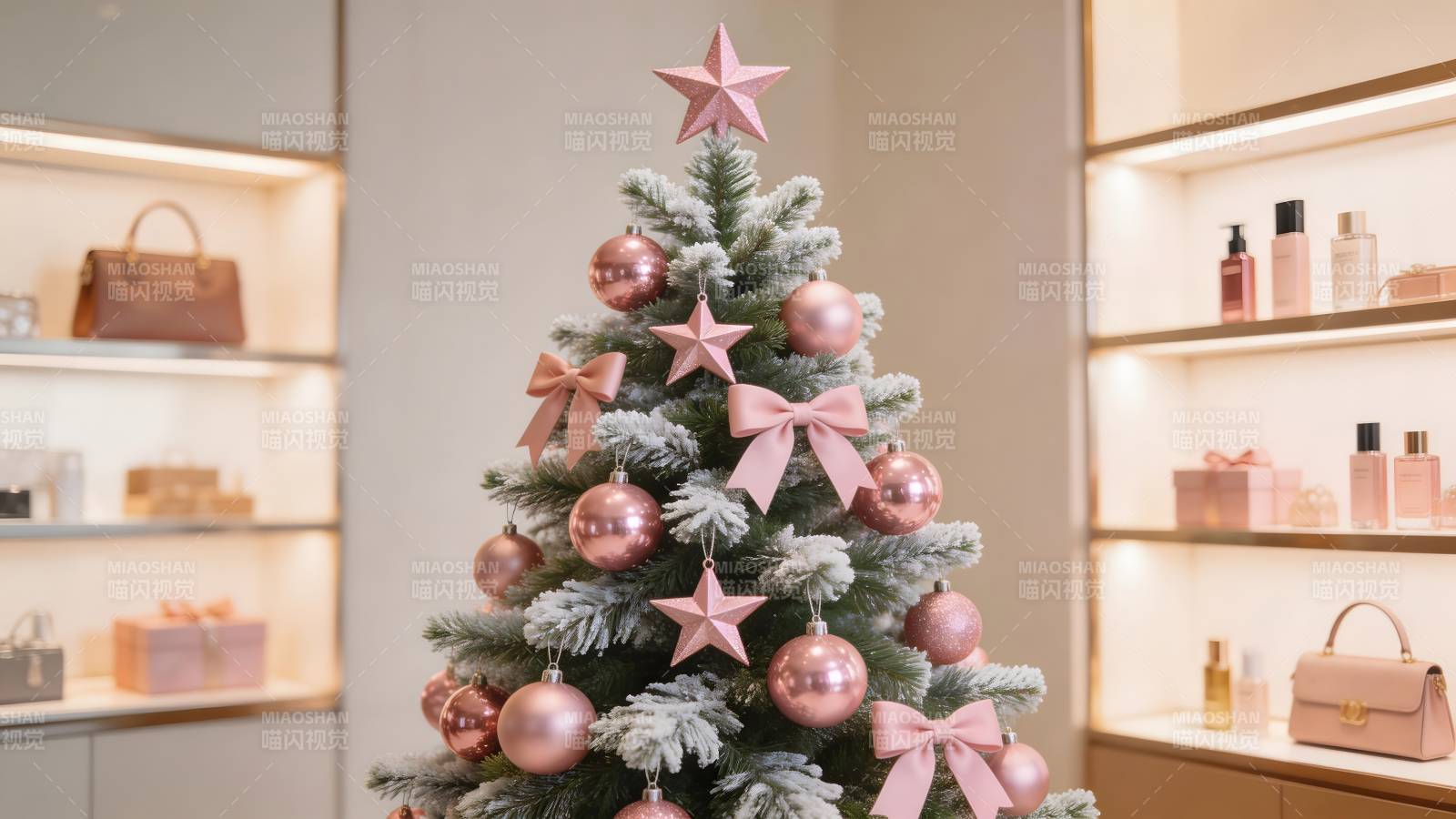 粉色圣诞树装饰图片