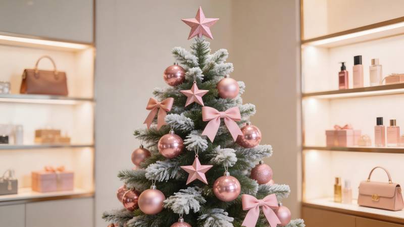 粉色圣诞树装饰图片