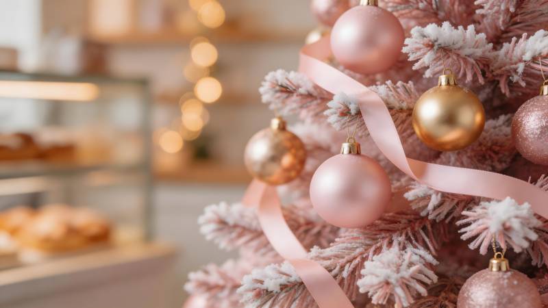 粉色圣诞树装饰图片
