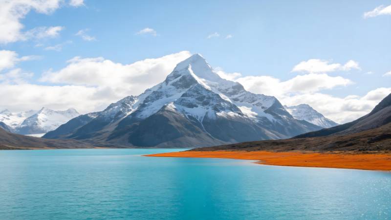 雪山映湖 秋色如画图片