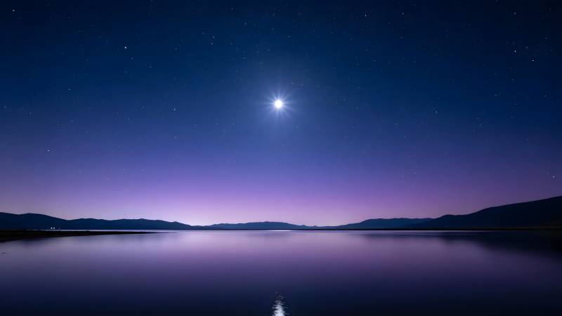 月夜湖光静谧美图片