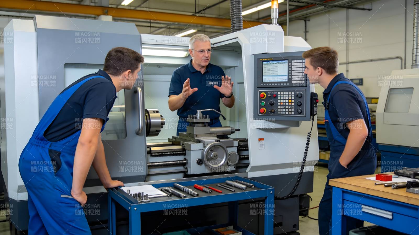 车间师傅指导操作图片