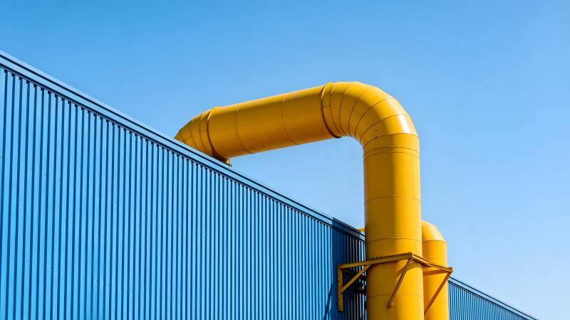 黄色管道蓝天背景图片