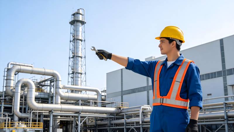 工人在工厂检查设备图片