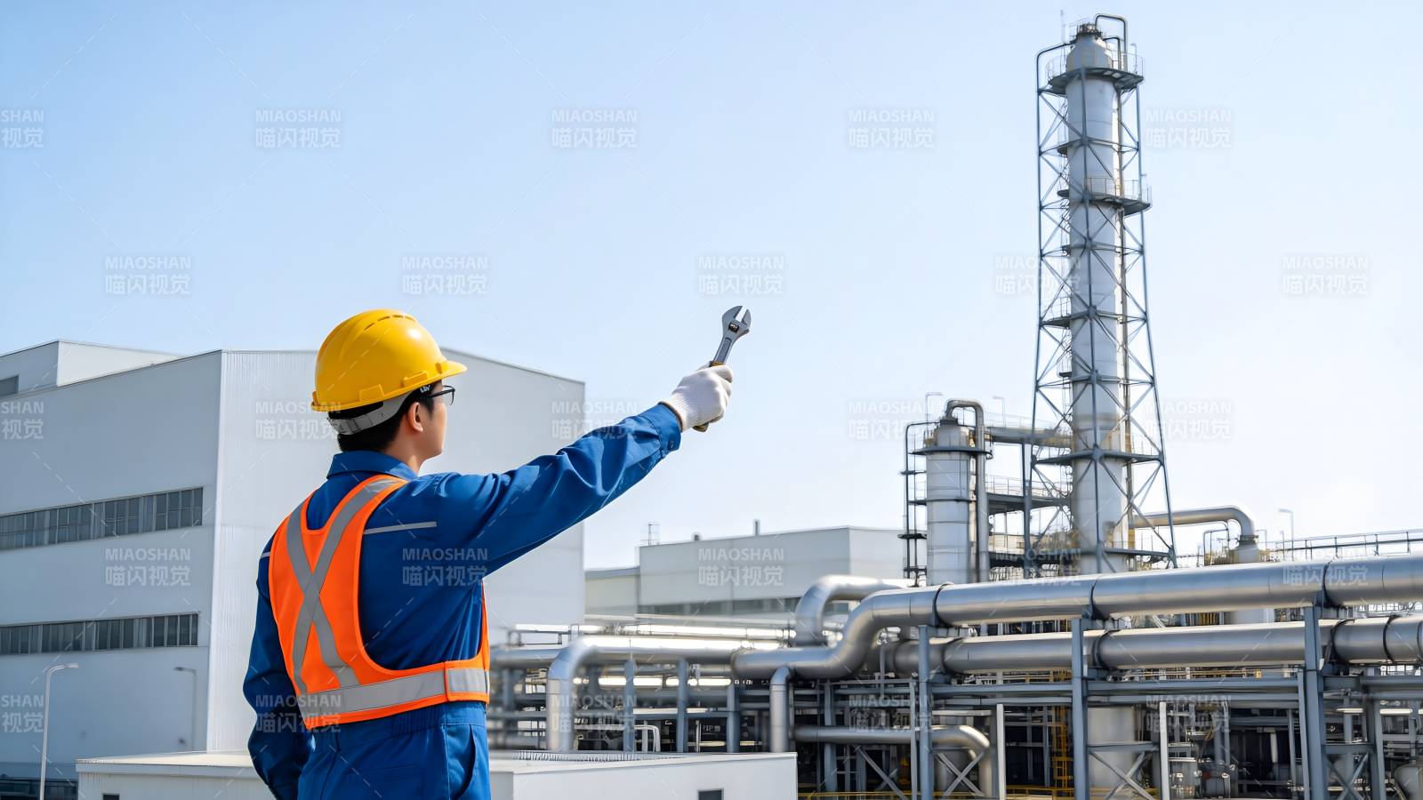 工人检查工业设施图片