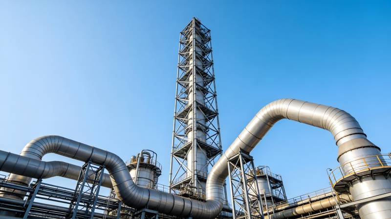 工业塔架与管道图片