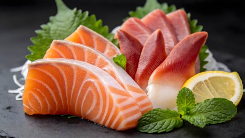 三文鱼与赤贝刺身图片