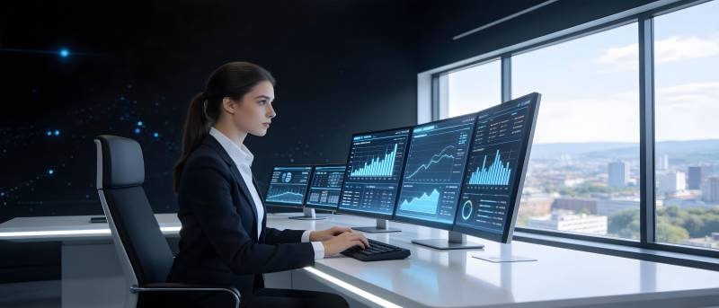 金融分析师工作场景图片