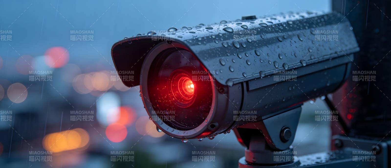 雨夜监控红光闪烁图片