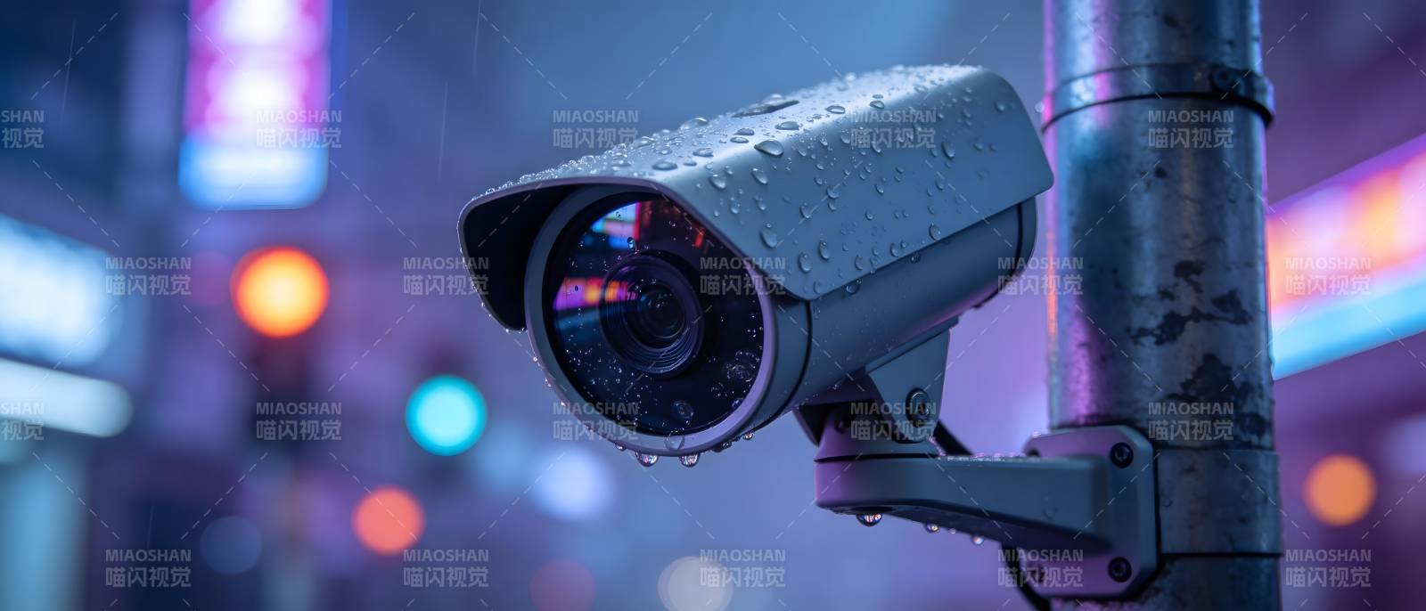 夜雨中的监控镜头图片