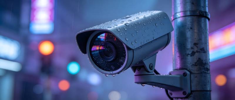 夜雨中的监控镜头图片