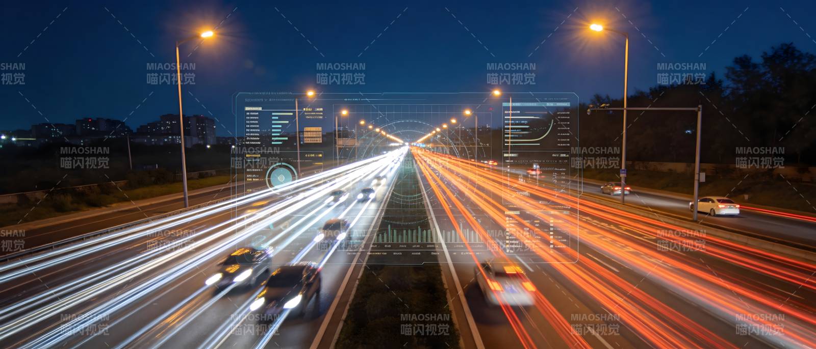 夜景高速车流图片