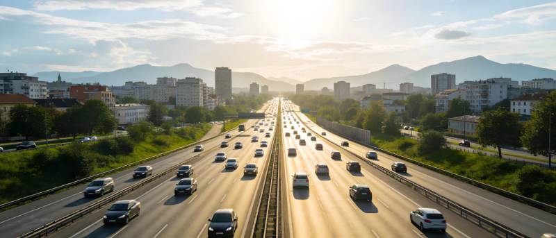 城市高速晨景图片