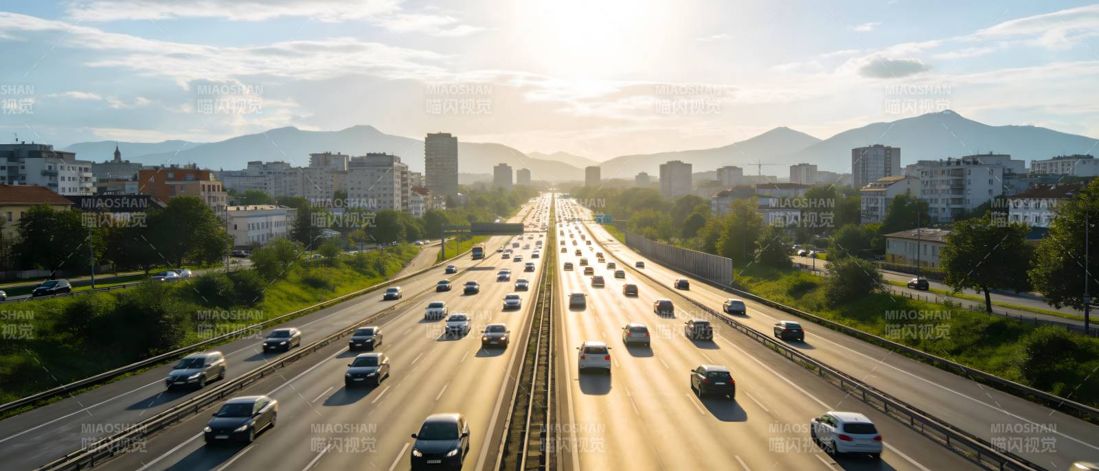 城市高速晨景图片
