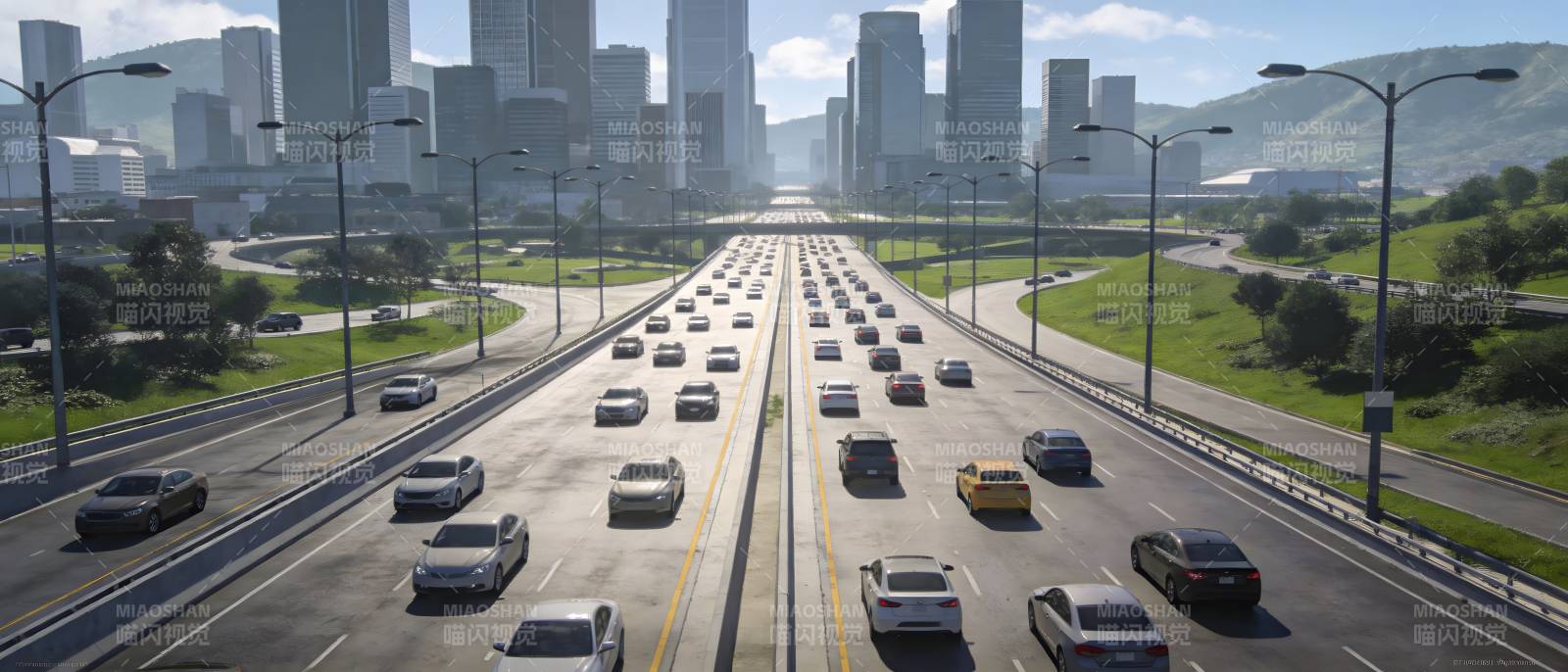 城市高速路车流图片
