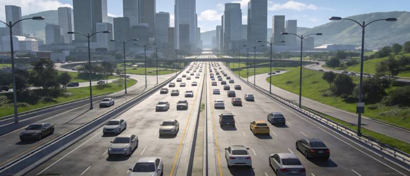 城市高速路车流图片