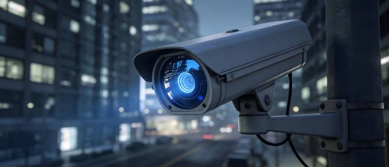 城市夜景监控摄像头图片