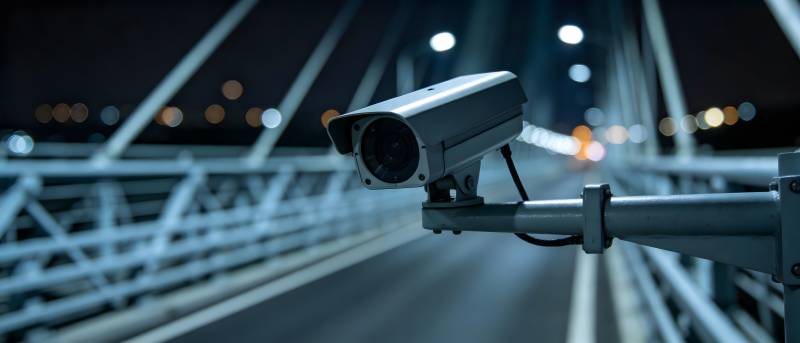 夜桥监控摄像机图片