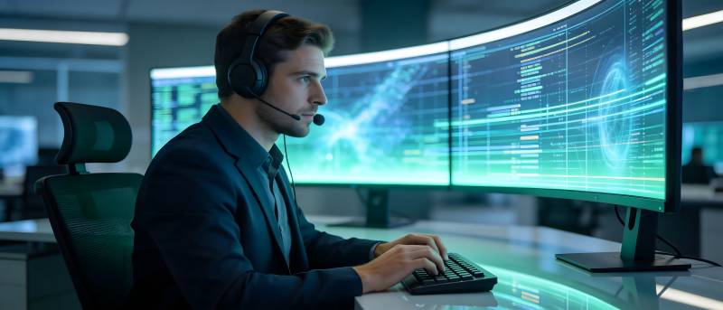 科技工作者专注工作图片