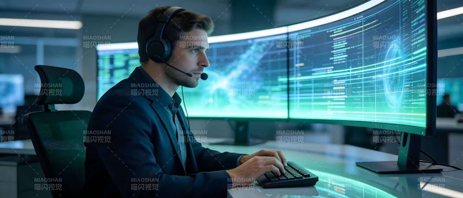 科技工作者专注工作图片