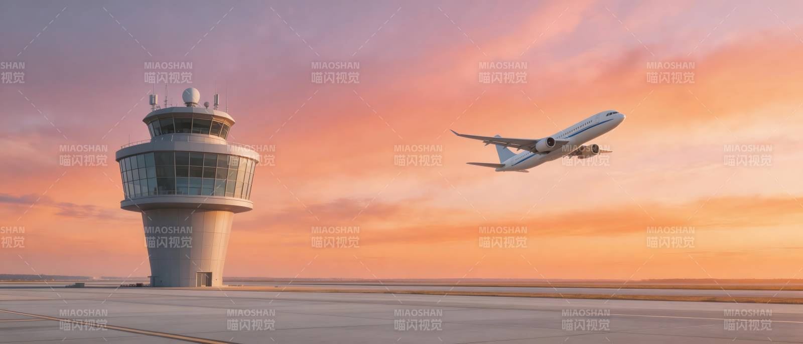 机场塔台与航班图片