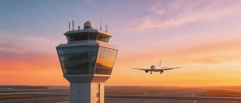 机场塔台与飞机图片