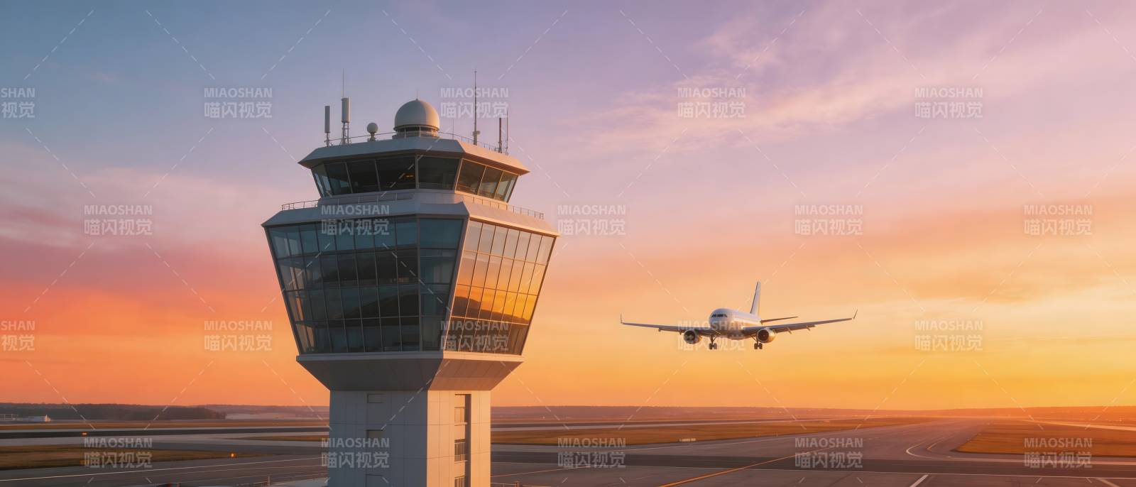 机场塔台与飞机图片