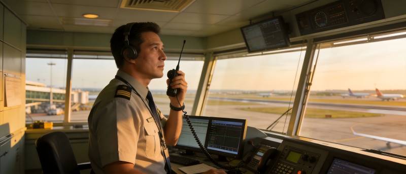 机场塔台指挥员图片