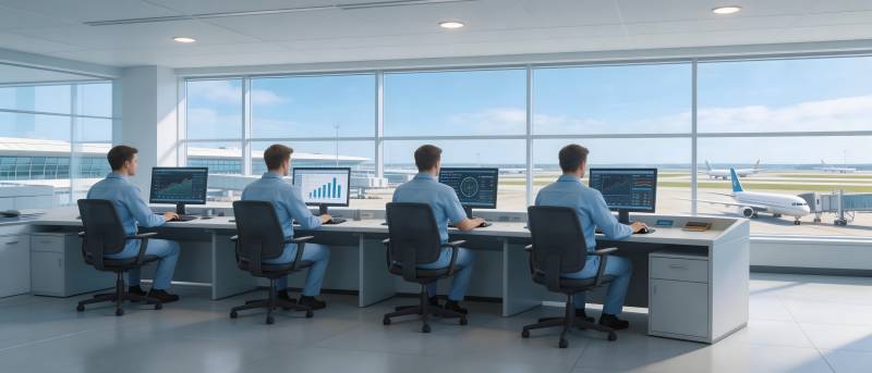 机场监控室工作场景图片