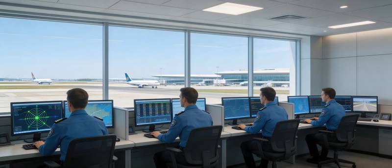 机场监控室工作场景图片