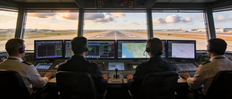 驾驶舱内四人操控图片