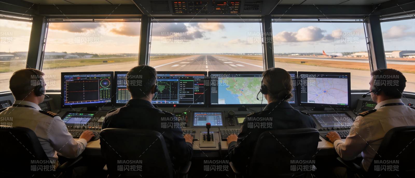 驾驶舱内四人操控图片