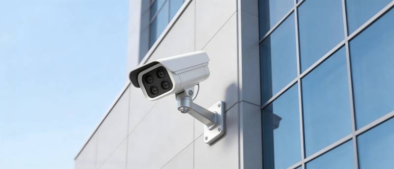 建筑外壁监控摄像头图片