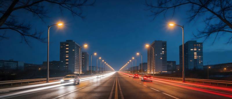 夜幕下的城市街道图片