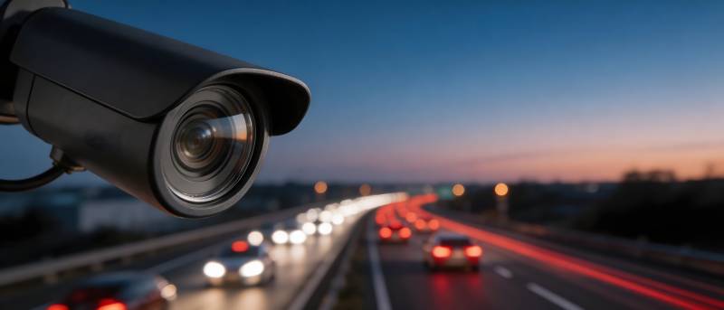 监控下的夜路车流图片