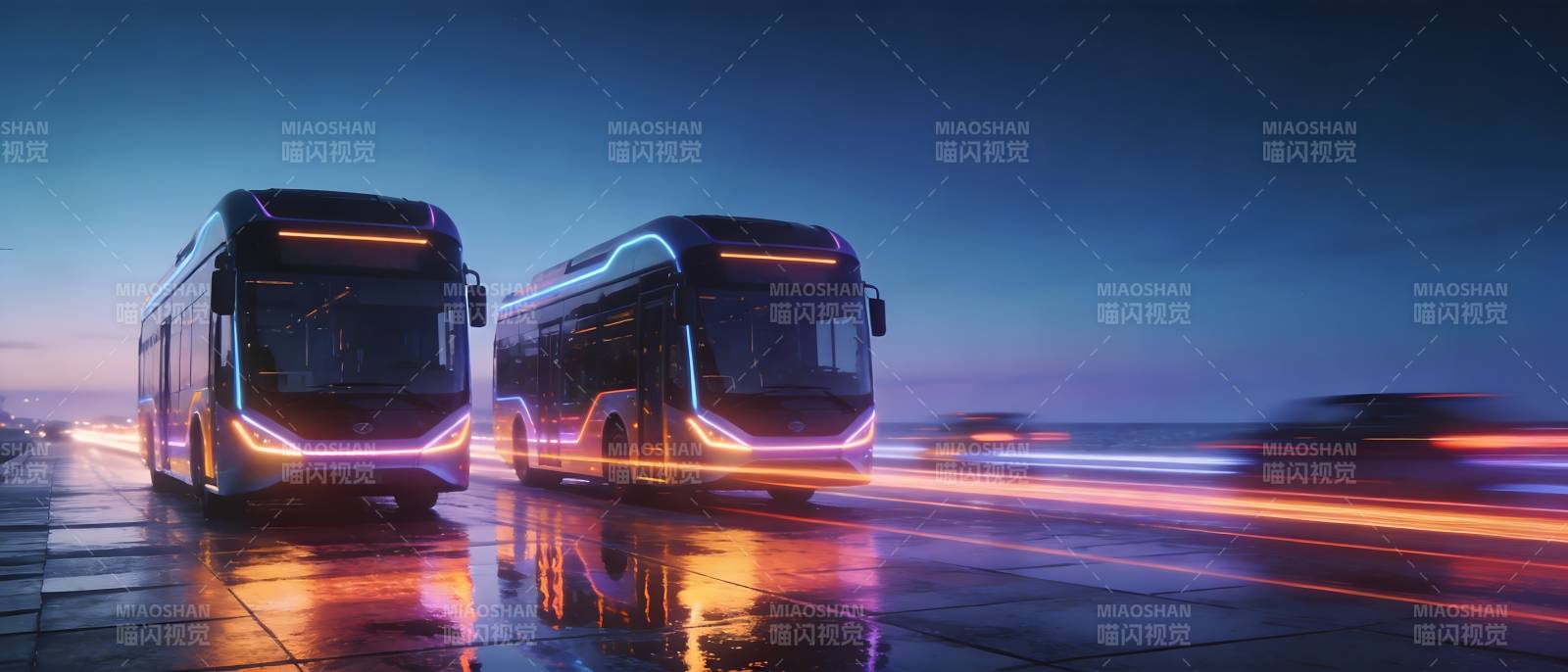 未来公交夜行图图片